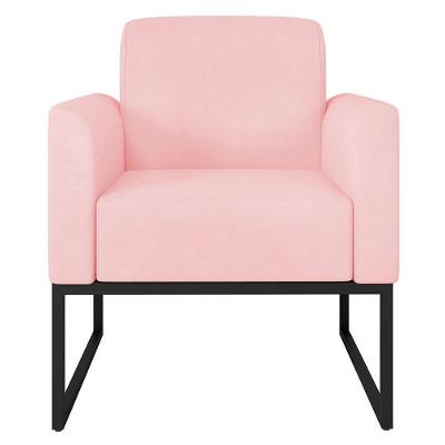 Poltrona Suede Rosa Bebê/Preto