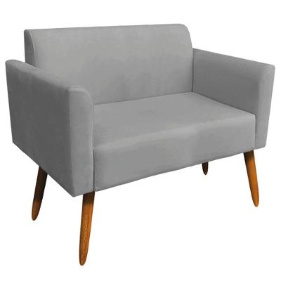 Poltrona Namoradeira Pés Palito Madeira Suede Grafite