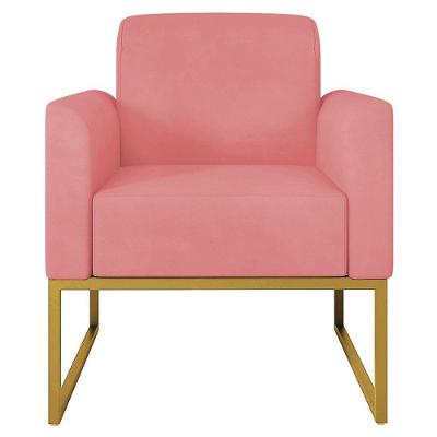 Poltrona Suede Rosê/Dourado