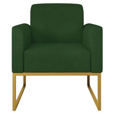 Poltrona Suede Verde/Dourado