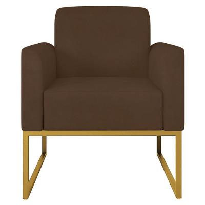 Poltrona Suede Marrom/Dourado