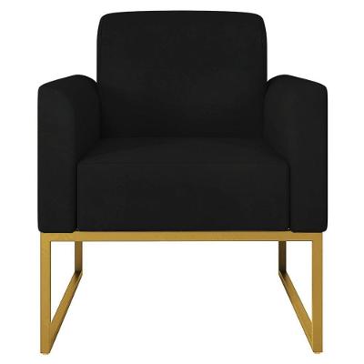 Poltrona Suede Preto/Dourado