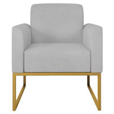 Poltrona Suede Cinza/Dourado