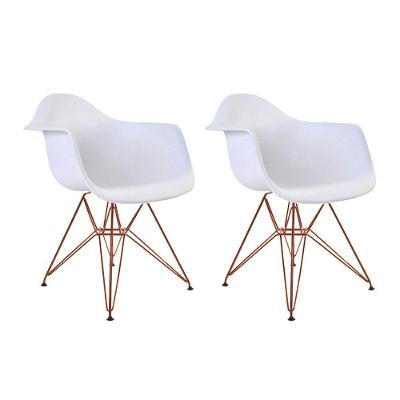 Kit 2 Poltronas Branca Com Braço Daw Em Ferro Cobre Branco