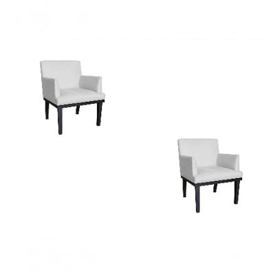 Kit 02 Poltronas Vitoria Base Madeira Suede Branco