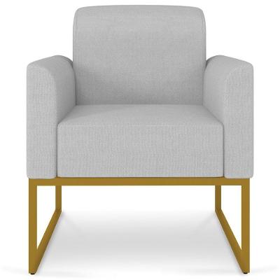 Poltrona Linho Cinza/Dourado