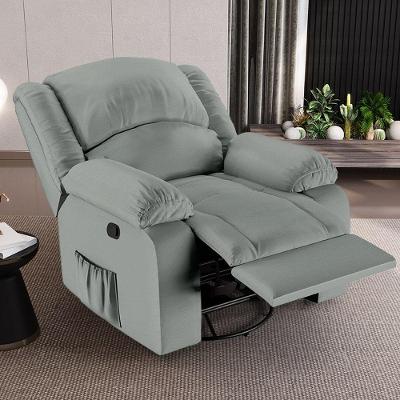 Poltrona Do Papai Reclinável Sala De Cinema Madrid Glider Manual Giratória Massagem Usb Pu Cinza G23