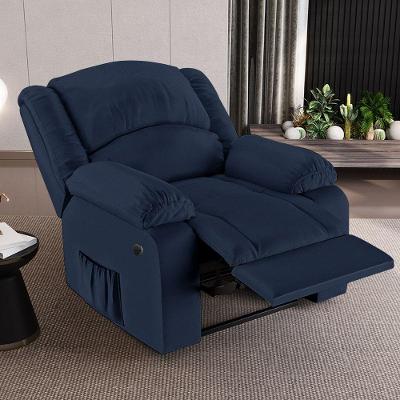 Poltrona Do Papai Reclinável Sala De Cinema Madrid Power Elétrica Massagem Usb Pu Azul G23
