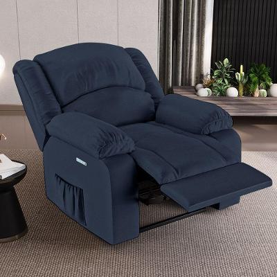 Poltrona Do Papai Reclinável Sala De Cinema Madrid Elétrica Touch Massagem Usb Pu Azul G23