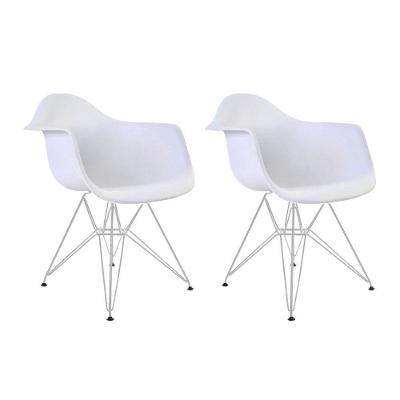 Kit 2 Poltronas Branca Com Braço Daw Ferro Branco Branco