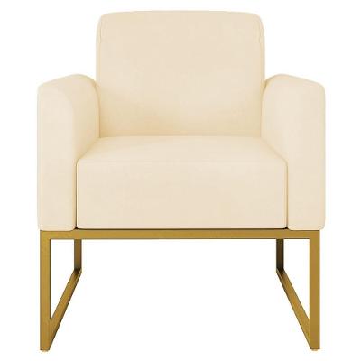 Poltrona Suede Bege/Dourado