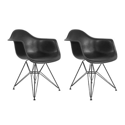 Kit 2 Poltronas Preta Com Braço Daw De Ferro Preto Preto