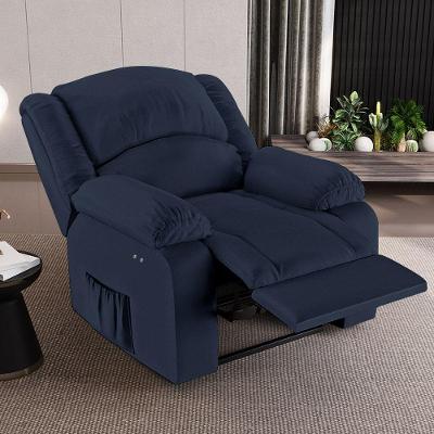 Poltrona Do Papai Reclinável Sala De Cinema Madrid Power Touch Massagem Usb Pu Azul G23