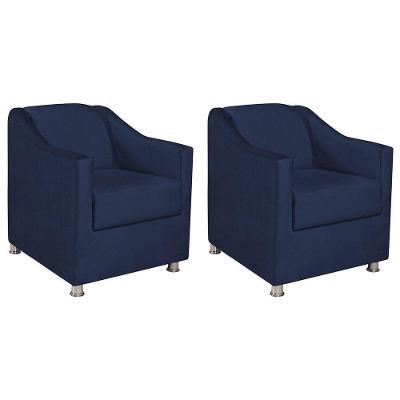Kit 02 Poltronas Decorativas Catar Suede - Amarena Móveis Cor Azul Marinho