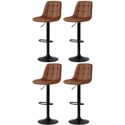 Kit 4 Banqueta Alta Elegance Estofada Com Base Giratória E Regulagem De Altura - Marrom