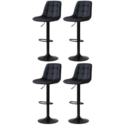 Kit 4 Banqueta Alta Elegance Estofada Com Base Giratória E Regulagem De Altura - Preto