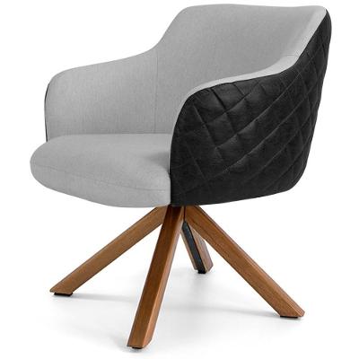Poltrona Base Giratória Linho Cinza D-315 Corano Preto