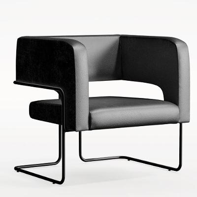 Poltrona Base De Aço Preto Couríssimo Preto B-159