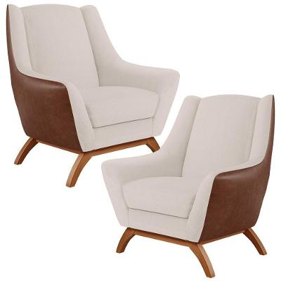 Kit 02 Poltronas Juliet D02 Marrom B-38 Cru C-443
