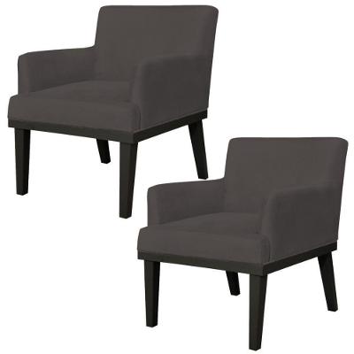 Kit 02 Poltronas Beatriz W01 Suede Marrom
