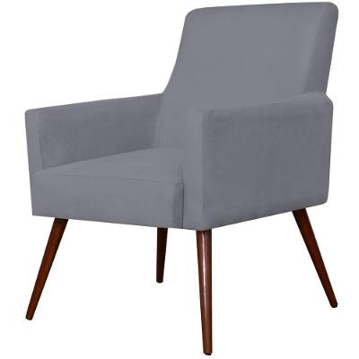 Poltrona Maria Pés Palito Suede Cinza