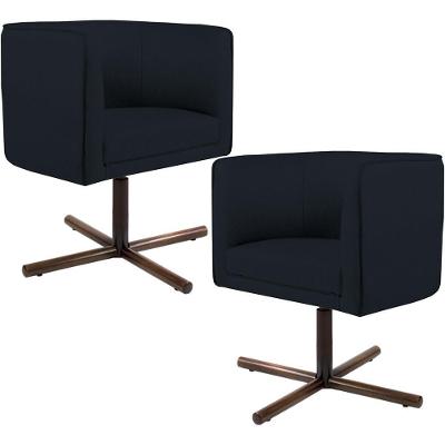 Kit 02 Poltronas Giratória Base X Betina D02 Preto C-05