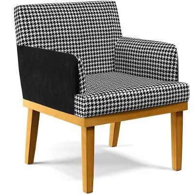 Poltrona Base Mel Suede Pied Poule Couríssimo Preto