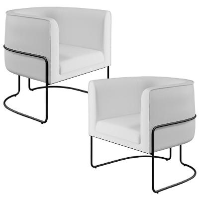 Kit 02 Poltronass Preto Betina D02 Branco C-12