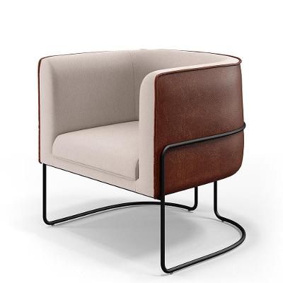 Poltrona Base Aço Preto Linho Bege C-107 Corano Marrom B-38
