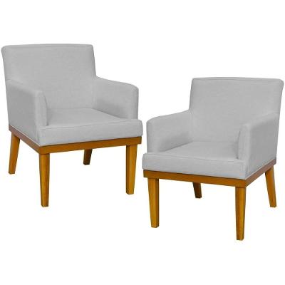 Kit 02 Poltronas Beatriz W01 Linho Cinza