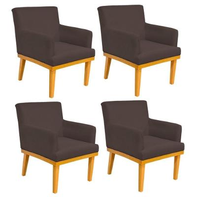 Kit 04 Poltronas Beatriz W01 Suede Marrom