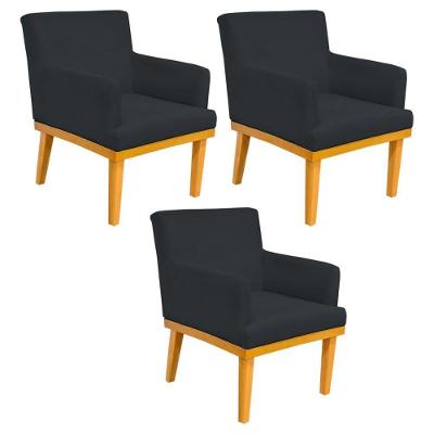 Kit 03 Poltronas Base Mel Beatriz W01 Corano Preto