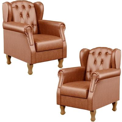 Kit 02 Poltronas Decorativa Yara P02 Camel