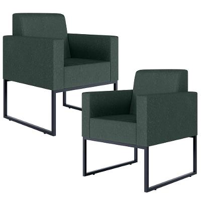 Kit 02 Poltronas Helô L02 Linho Verde Musgo