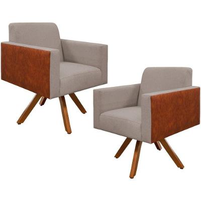 Kit 02 Poltronas Helô L02 Bege Camel