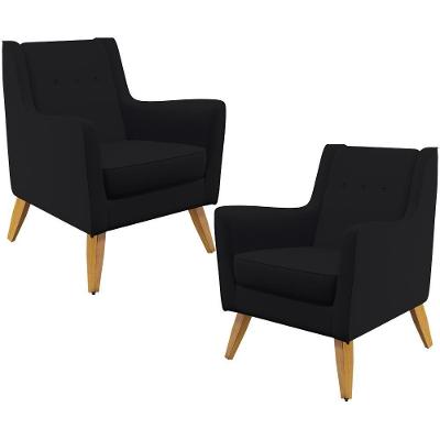Kit 02 PoltronasTaroba D02 Veludo Preto C-300