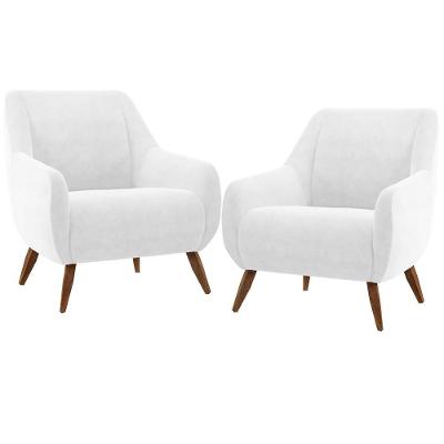 Kit 02 Poltronas Pés Paloma D02 Corano Branco C-12