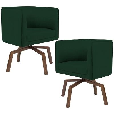 Kit 02 Poltronas Betina D02 Veludo Verde Musgo C-303