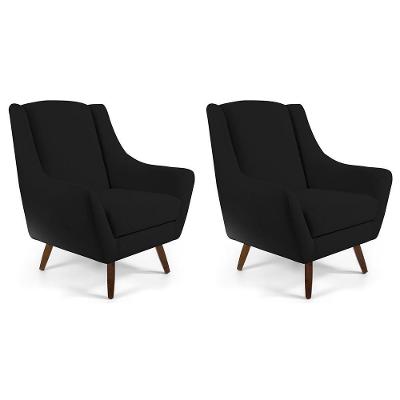Kit 02 Poltronas Juliet D02 Veludo Preto C-300
