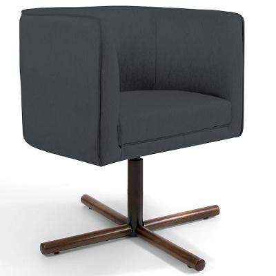 Poltrona Giratória Base X Veludo Cinza C-317