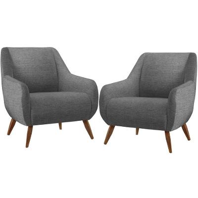 Kit 02 Poltronas Paloma D02 Cinza Escuro C-416