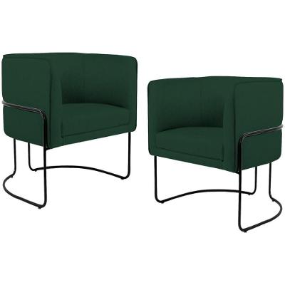 Kit 02 Poltronas Preto Betina D02 Verde Musgo C-117