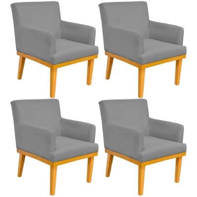 Kit 04 Poltronas Base Mel Beatriz W01 Corano Cinza