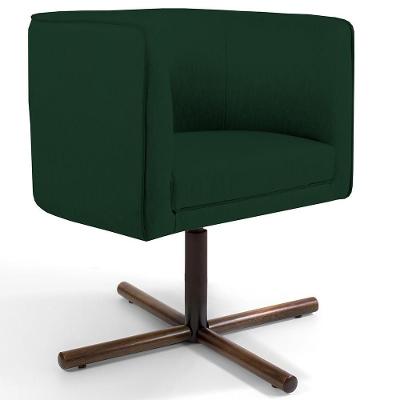 Poltrona Giratória Base X Veludo Verde Musgo C-303