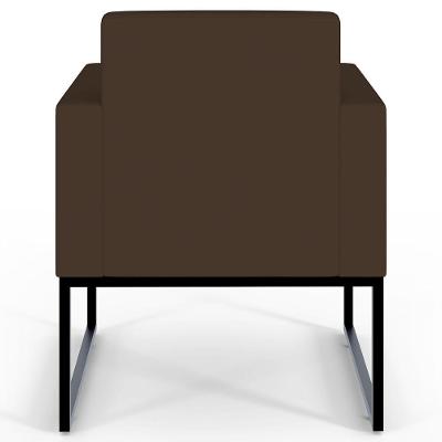 Poltrona Base Fixa De Metal Suede Marrom