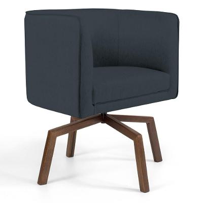 Poltrona Giratória Base Ka Betina D02 Linho Chumbo D-465