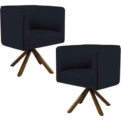 Kit 02 Poltronas Betina D02 Veludo Preto C-300