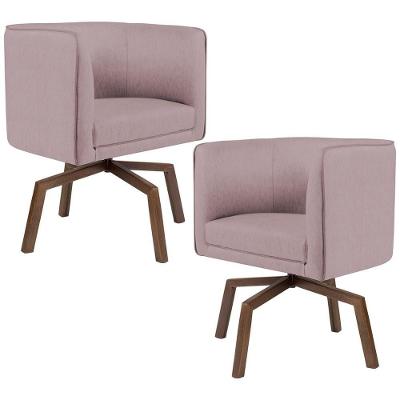 Kit 02 Poltronas Betina D02 Veludo Rosê C-305