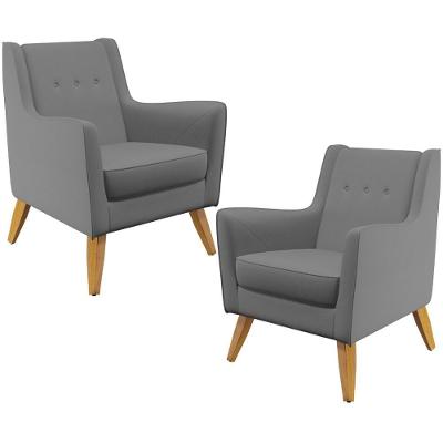 Kit 02 PoltronasTaroba D02 Veludo Cinza C-317