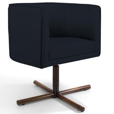 Poltrona Giratória Base X Veludo Preto C-300